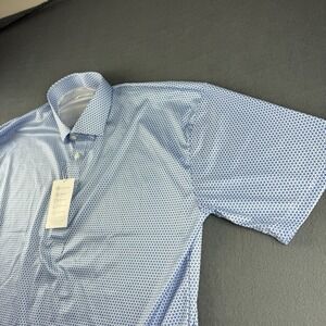 Collars and Co Shirt Men's 2XL Blue Polo Geometric Print Star Office Work NEW